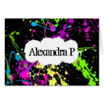 Fresh Retro Neon Paint Splatter on Black cards