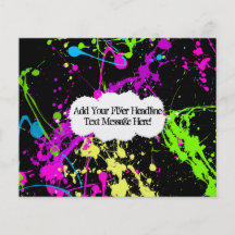 Fresh Retro Neon Paint Splatter on Black Full Color Flyer