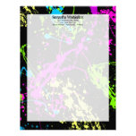 Fresh Retro Neon Paint Splatter on Black Letterhead Template