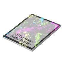 Fresh Retro Neon Paint Splatter on Black Memo Pad