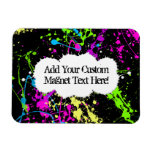 Fresh Retro Neon Paint Splatter on Black magnets
