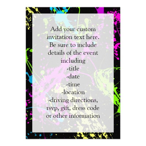 Fresh Retro Neon Paint Splatter Party Invitation