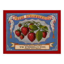 Fresh Strawberries Label posters