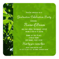 Fresh summer green leaves graduation celebration personalized invite
