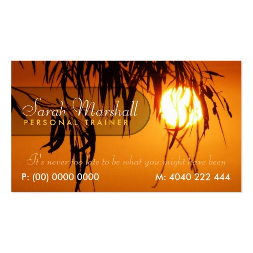 Fresh Sun Nature Silhouette Business Card (front side)