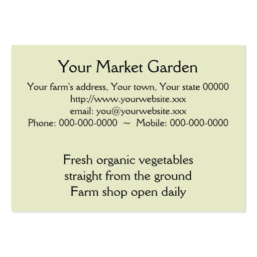 Fresh vegetable business card (back side)