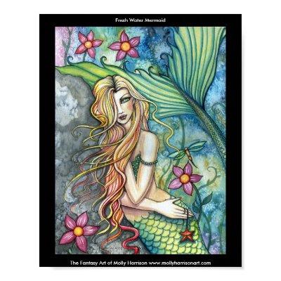 Fresh Water Mermaid Large Poster by robmolily