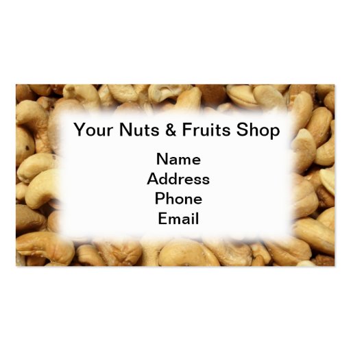 Freshly Roasted Cashew Nuts Business Card Template Zazzle