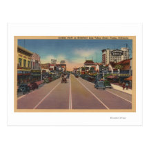 Fresno, CA View - North on Broadway Postcard