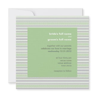 Fret Stripe pistachio Square Wedding Invitation invitation