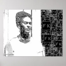 Frida Kahlo Black and White Portrait Print