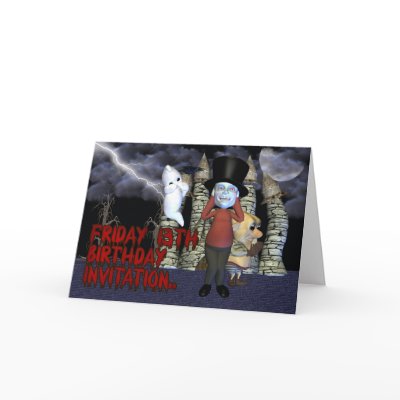 Friday 13th Birthday Invitation, Spooky Ghost, and Card by moonlake