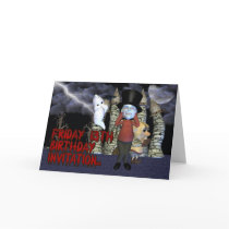 Friday 13th Birthday Invitation, Spooky Ghost, and cards