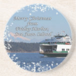 Friday Harbor Ferry Christmas Happy Holidays coasters