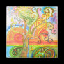 Fridge Magnet with Psychedelic Colourful Tree