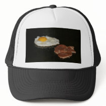 Fried egg and burger at street stall, Taipei hats