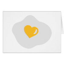 Fried egg love heart greeting cards