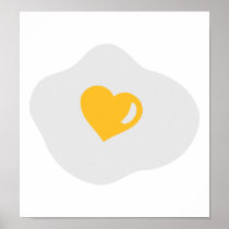 Fried egg love heart print