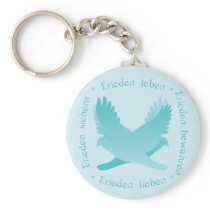 Frieden sichern, bewahren, leben, lieben keychains