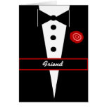 FRIEND  Be My Groomsman Card with Tux & Rose
