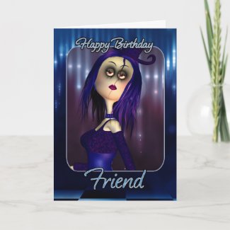 Friend Birthday Card - Moonies Cute Rag Doll Goth card