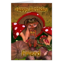 Friend Birthday Card With Cute Modern Elf