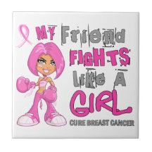 Friend Fights Like Girl Breast Cancer 42.9.png Ceramic Tiles