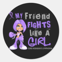 Friend Fights Like Girl H Lymphoma 42.9 Round Stickers