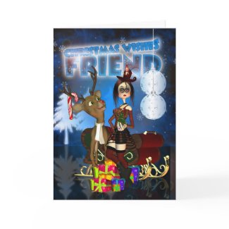 Friend Gothic Christmas Card, H.I.P. And Reindeer card