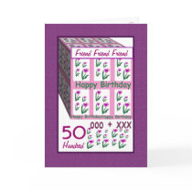 FRIEND - Happy 50th Birthday - Pink Heart Flowers cards