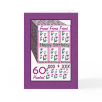 FRIEND - Happy 60th Birthday - Pink Heart Flowers cards