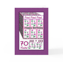FRIEND - Happy 70th Birthday - Pink Heart Flowers cards