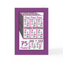 FRIEND - Happy 75th Birthday - Pink Heart Flowers cards