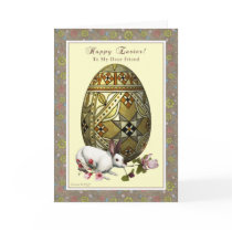 Friend Happy Easter - Egg and Bunny Greeting Card
