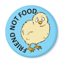 Friend Not Food Vegan Chicken magnets by sodashirts Friend Not Food Vegan Chicken magnets
