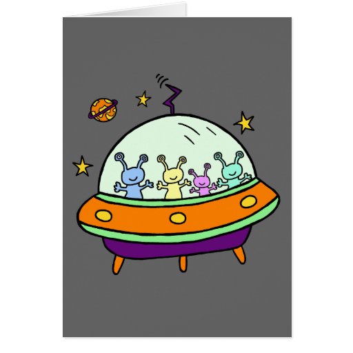 Friendly Aliens Card | Zazzle