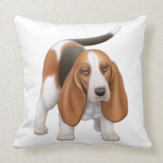 Friendly Basset Hound Pillow