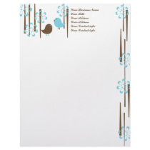 Friendly Birds in Blue Custom Letterhead