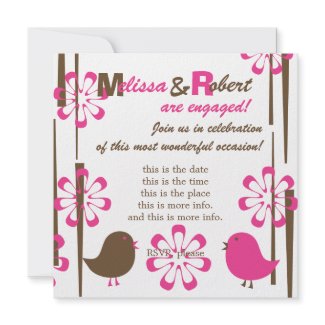 Friendly Birds in Cherry Chocolate invitation
