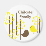 Friendly Birds in Yellow Fridge Magnets