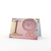 Friendly lion 1st birthday cards by perfectpostage Friendly lion 1st birthday cards