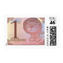 Friendly lion 1st birthday stamp