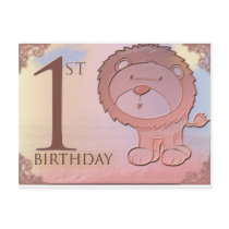 Friendly lion 1st birthday postcards