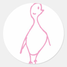 Friendly pink bird round stickers