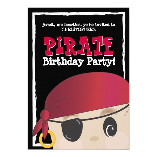 Friendly Pirate Birthday or Halloween Party Personalized Announcements