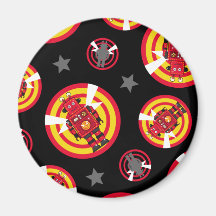 Friendly Retro Robot Repeat Pattern Refrigerator Magnet