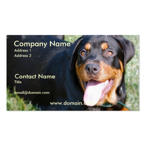Friendly Rottweiler Dog Business Card (front side)