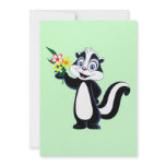 Friendly Skunk with Flowers Custom Announcements