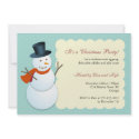 Friendly snowman north pole blue Christmas party invitation
