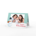 Friendly snowman north pole blue Christmas photo card